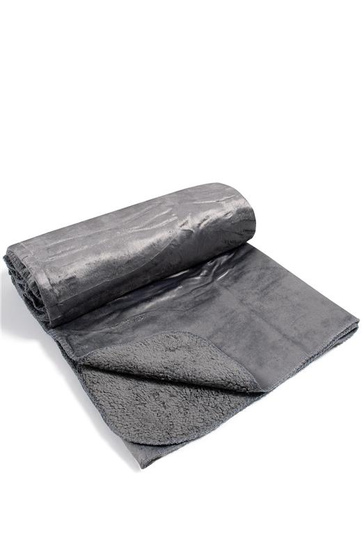 κουβέρτα velvet fleece με sherpa (170cm x 220cm) γκρί