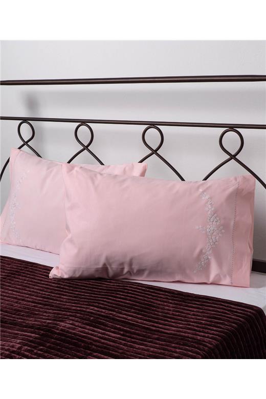 Βαμβακερή μαξιλαροθήκη με ροκοκό 311-6 (46cm x 70cm) ρόζ ζευγάρι