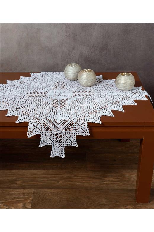 Χειροποίητο μερσεριζέ πλεκτό καρέ 7957 (90cm x 90cm) λευκό