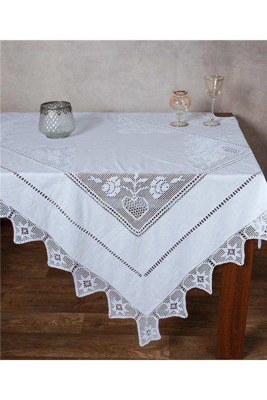 Χειροποίητο τραπεζομάντηλο 1460 (170cm x 250cm) λευκό