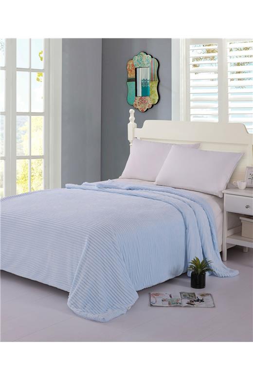 κουβέρτα fleece με sherpa (220cm x 240cm) κοτλέ σιέλ