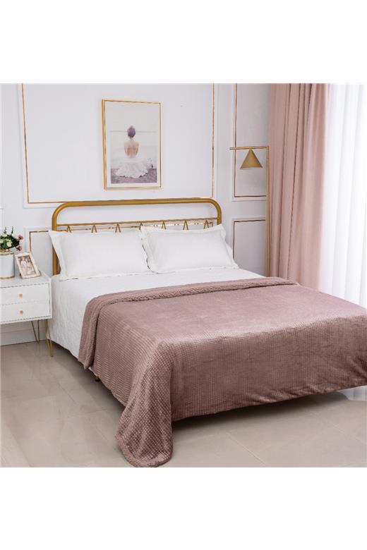 Κουβέρτα με sherpa damask (170cm x 220cm) syklamen