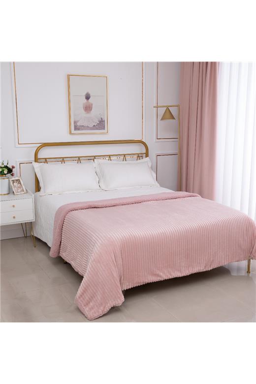 Κουβέρτα με sherpa kotle (170cm x 220cm) old rose