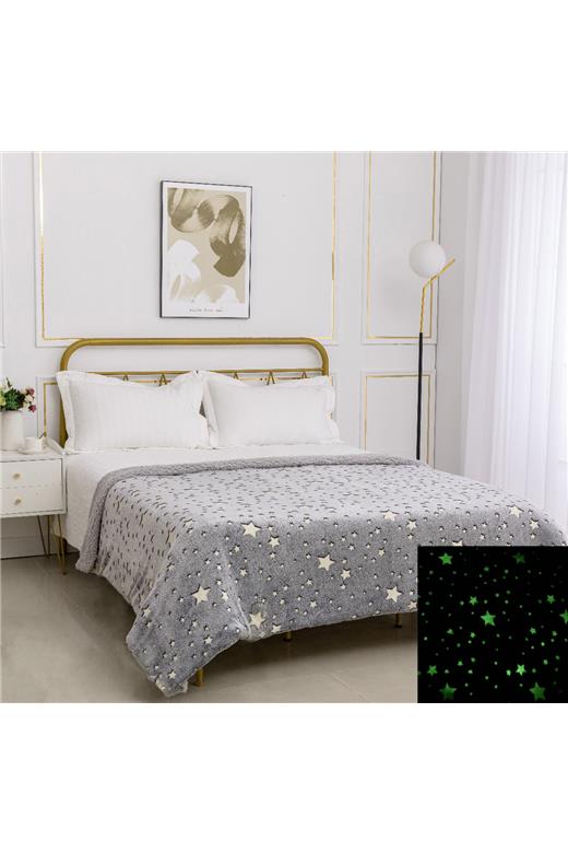 Παιδική φωσφοριζέ κουβέρτα με sherpa star (170cm x 220cm) γκρί