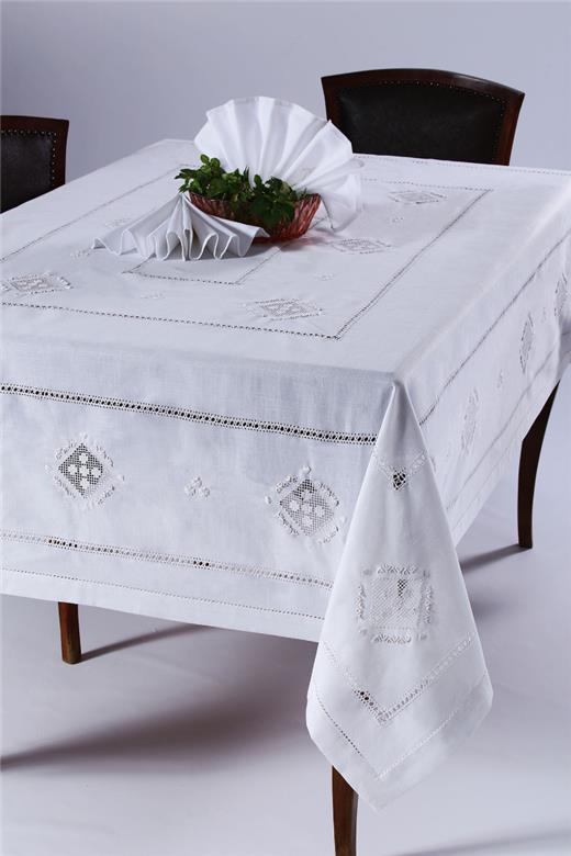 Χειροποίητο τραπεζομάντηλο 8702 (170cm x 350cm) λευκό