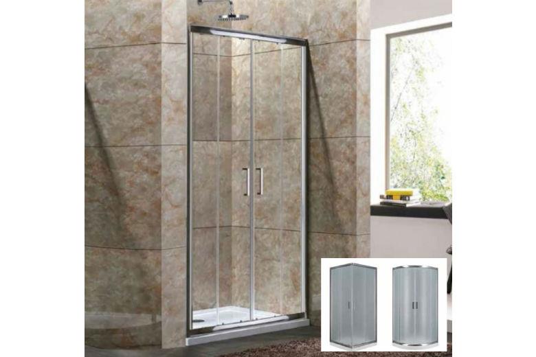 Καμπίνα μπάνιου από τοίχο σε τοίχο με 2 συρόμενα και 2 σταθερά φύλλα Oia 80 Mat