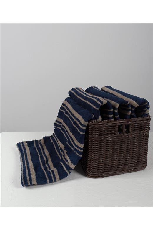 κουβέρτα coral fleece (170cm x 220cm) μπλέ ριγέ