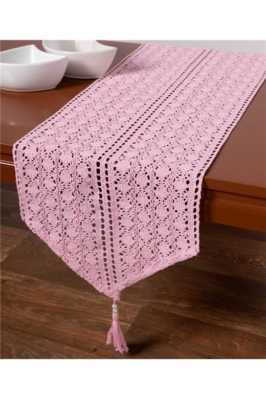 Πλεκτή τραβέρσα c210 (32cm x 160cm) ρόζ